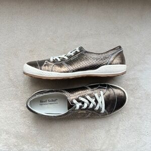Josef Seibel Women 7-7.5 EU 38 Bronze Metallic Leather Perforate Sneaker Comfort